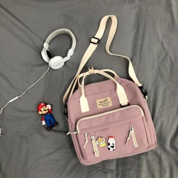 Lovely Multifunctional Backpack Teenage Girl Ring buckle Portable Travel Bag Female Small Schoolbag Badge